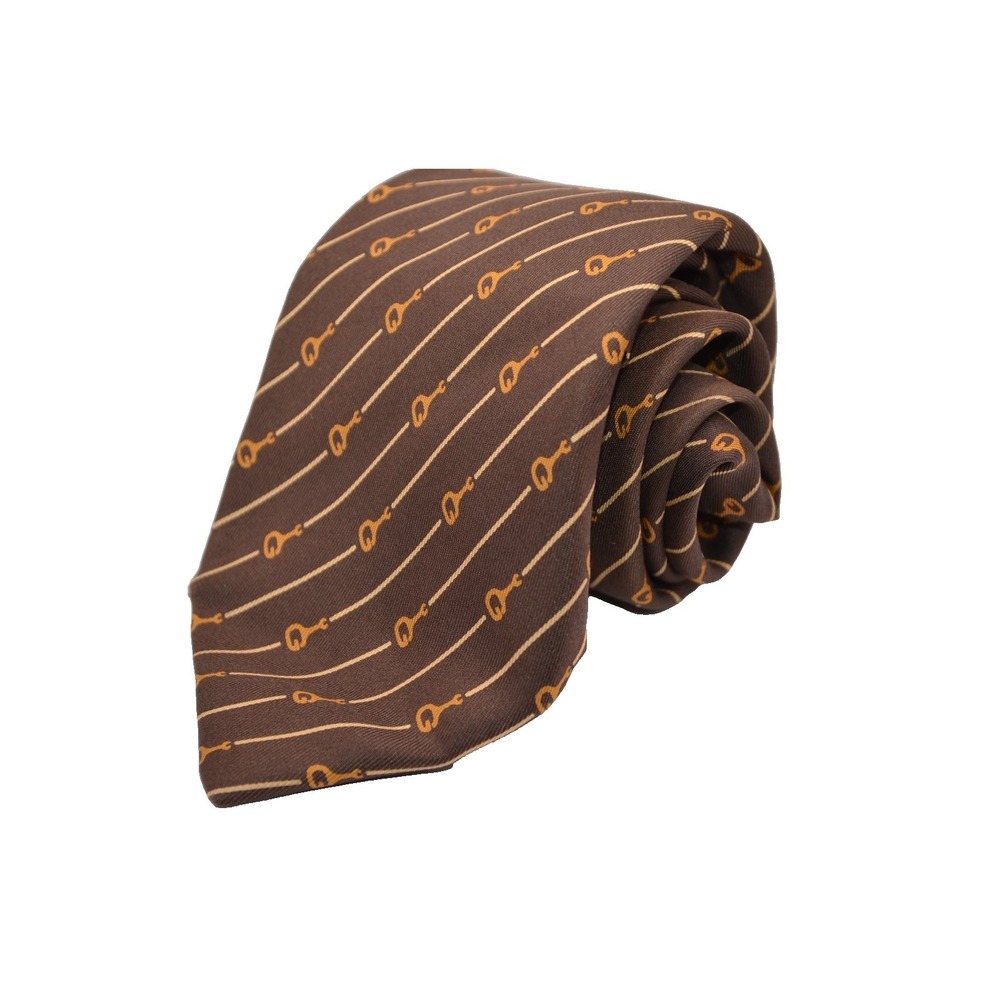 Vintage Gucci Geometric Chain Link  Silk Tie Made in Italy Mens Necktie